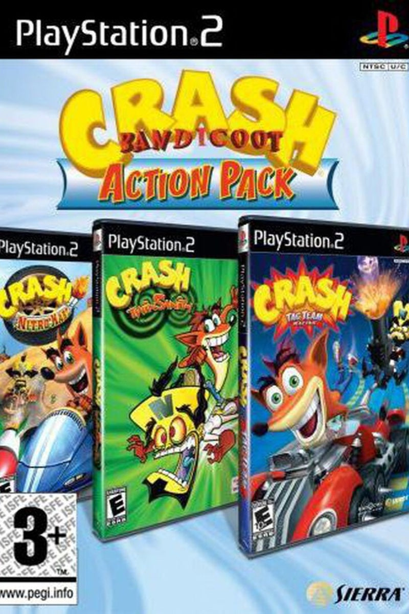 Jeu PS2 - CRASH BANDICOOT : ACTION PACK (Nitro kart+Twinsanity+Tag team racing)