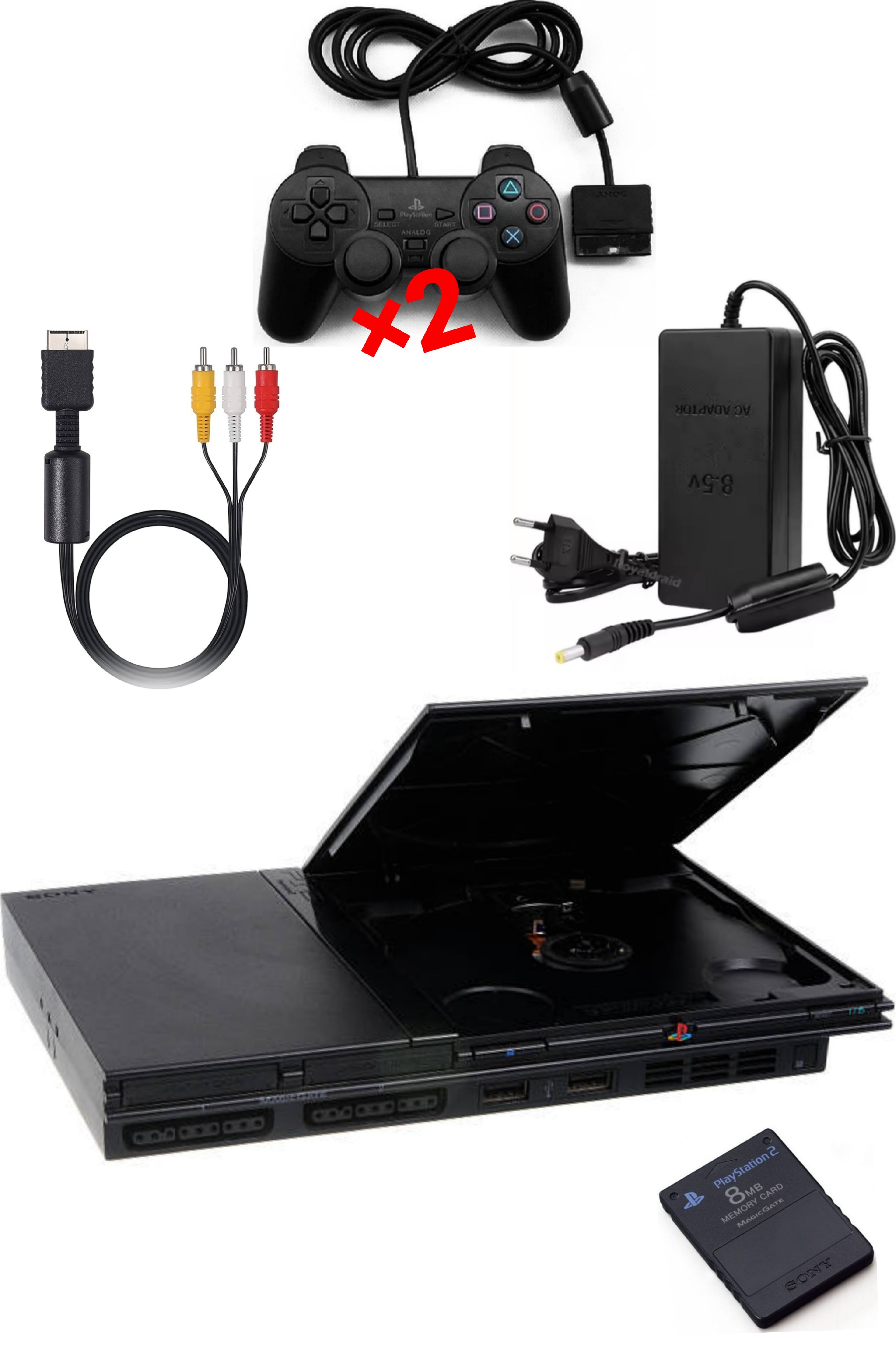 Console PlayStation 2 (PS2) SLIM Noire MAT (V.1)